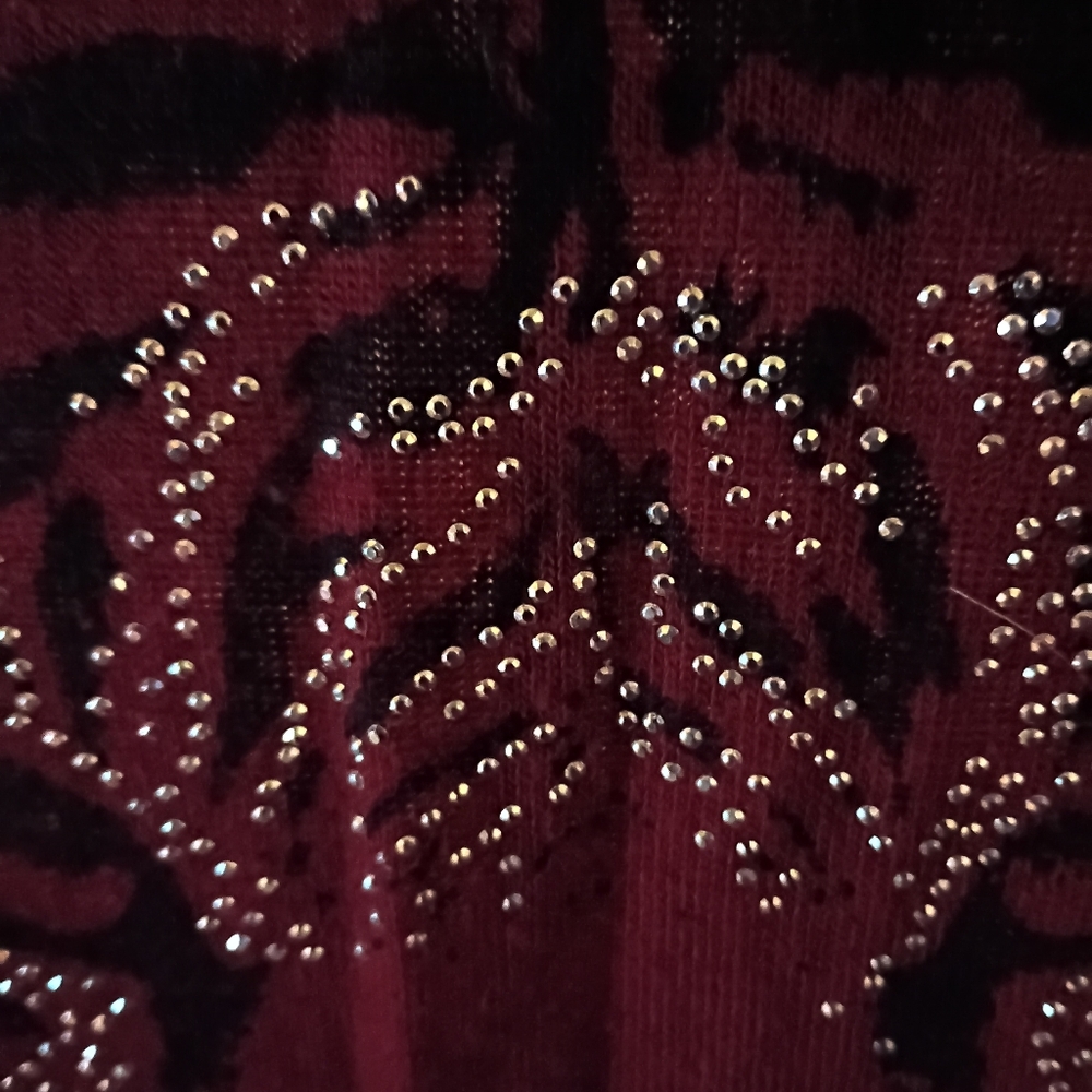 Dark Orange Tiger Studded Graphic Women's Tunic Studded Top - Picture 6 of 14